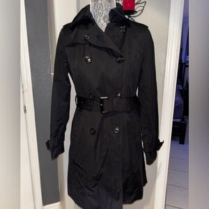 London Fog Heritage Black Trench Coat quilted, lined, belted size xs
